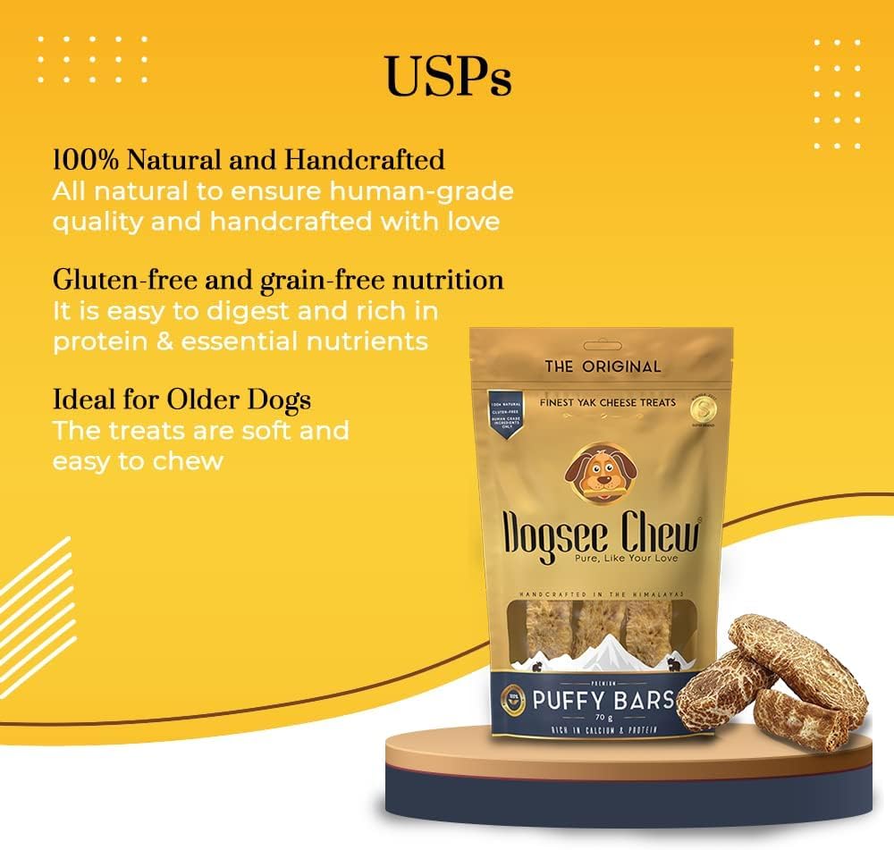 Dogsee Chew Puffies Bar Yak Cheese Training  Treats