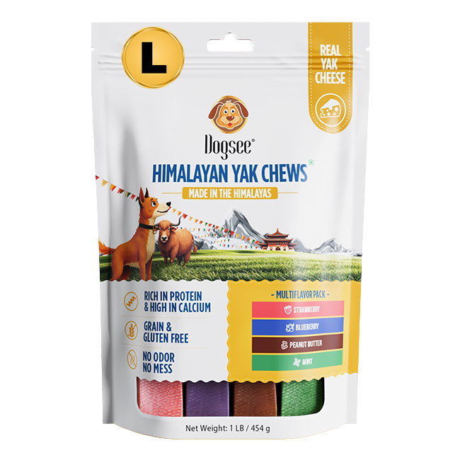 Dogsee Multiflavor Yak Chews(Strawberry Blueberry Peanut Butter & Mint)
