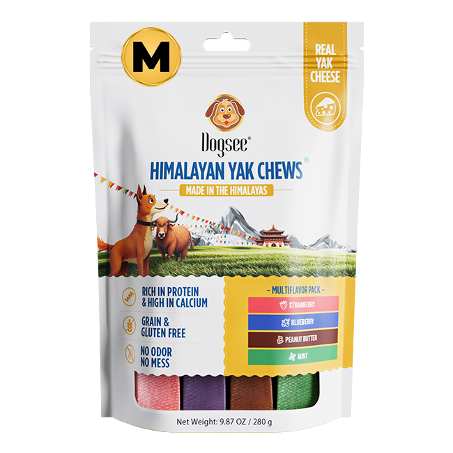 Dogsee Multiflavor Yak Chews(Strawberry Blueberry Peanut Butter & Mint)