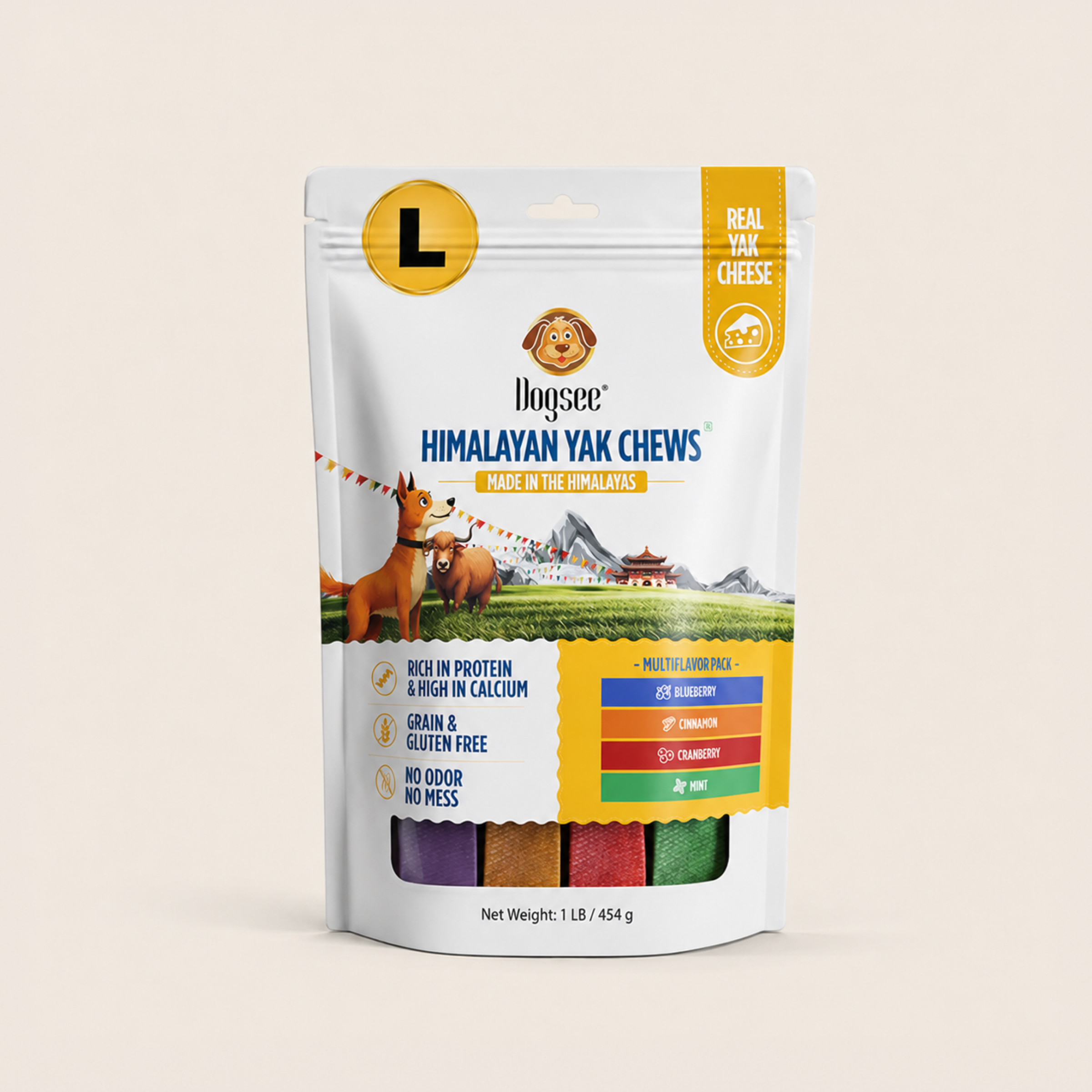Multiflavor Yak Chews (Blueberry, Cranberry, Cinnamon & Mint)