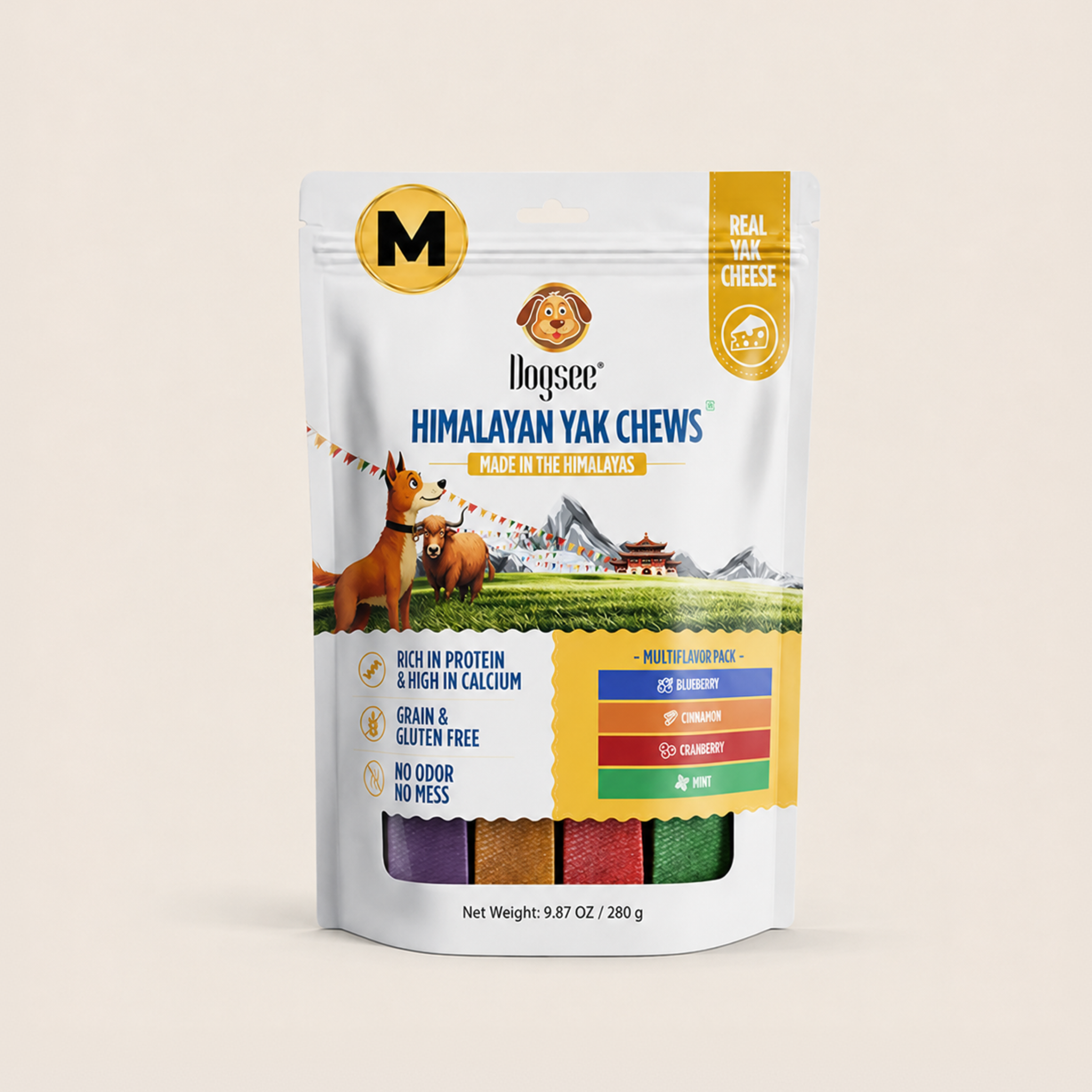 Multiflavor Yak Chews (Blueberry, Cranberry, Cinnamon & Mint)