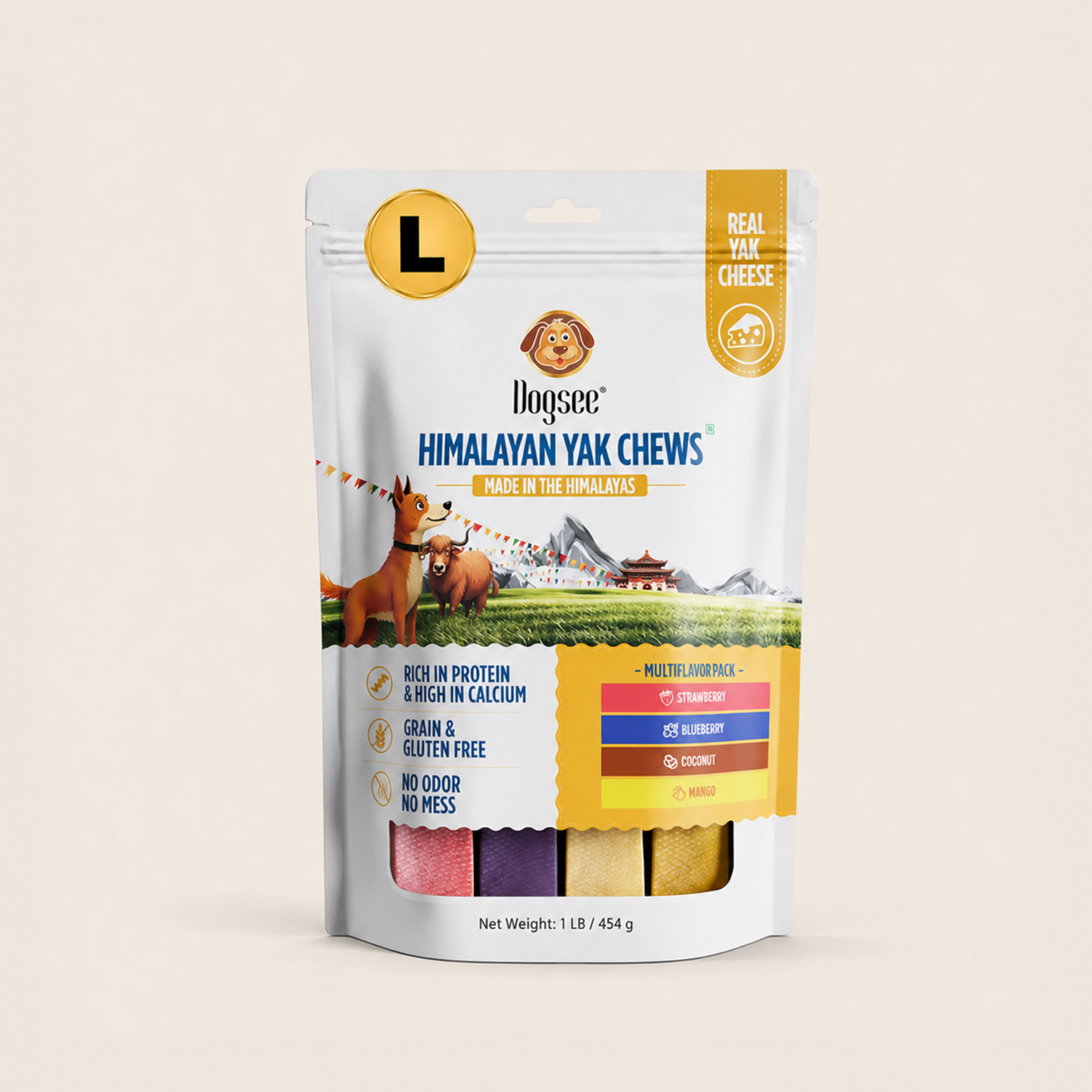 Multiflavor Yak Chews (Strawberry, Blueberry, Coconut & Mango)