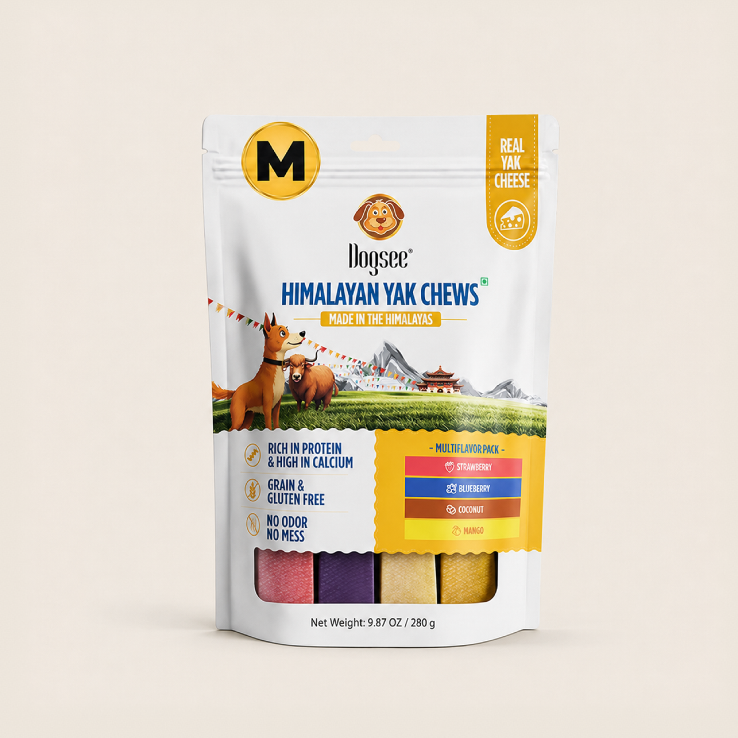 Multiflavor Yak Chews (Strawberry, Blueberry, Coconut & Mango)