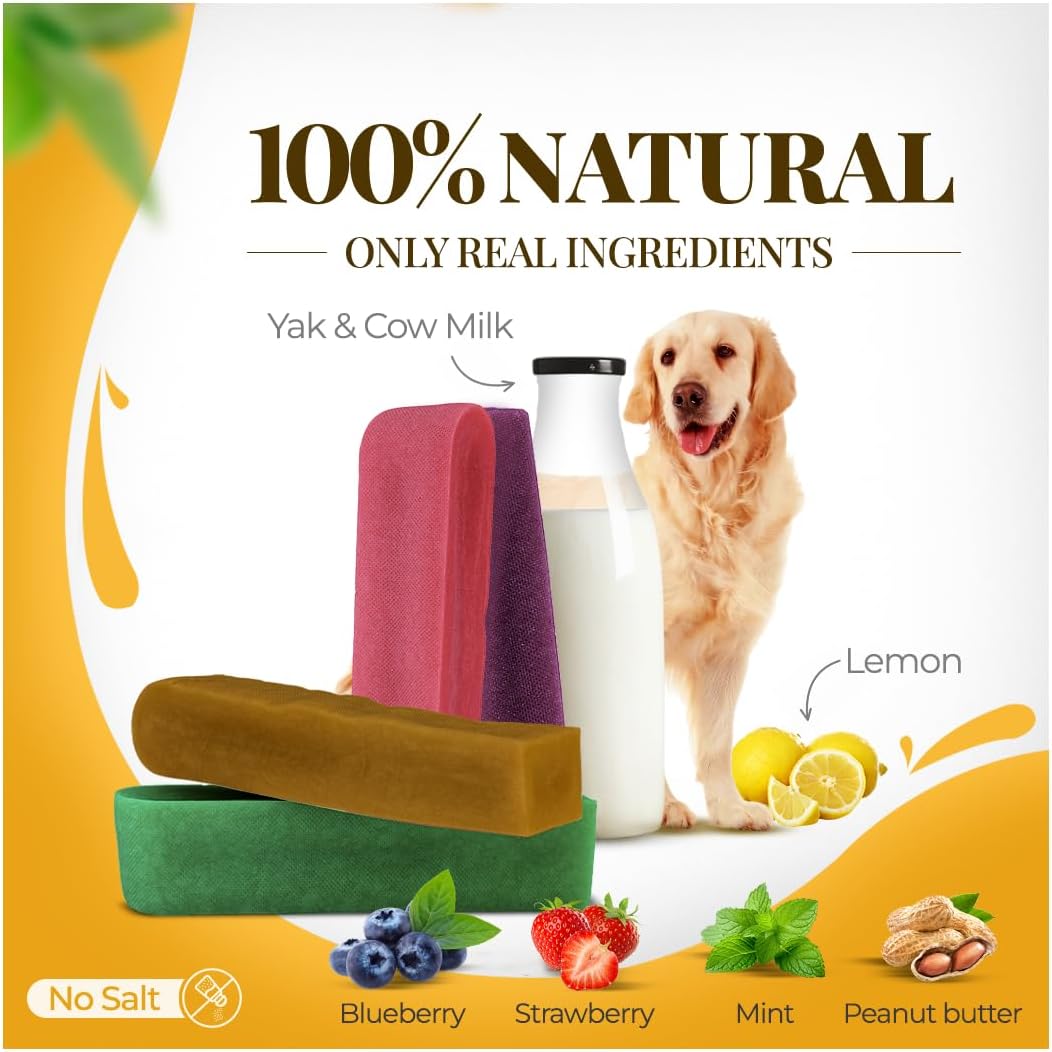 Dogsee Multiflavor Yak Chews(Strawberry Blueberry Peanut Butter & Mint)